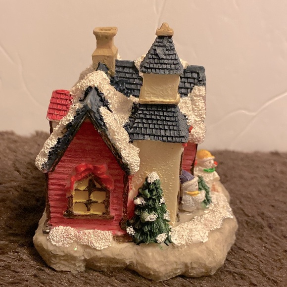 K’s vintage house poly resin figurine home snowman snow, chimney & clock home - Picture 5 of 8